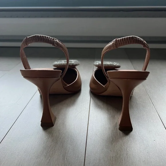 L'Intervalle Mayta Camel Leather Slingback Heels with Silver Buckle - Picture 5 of 5